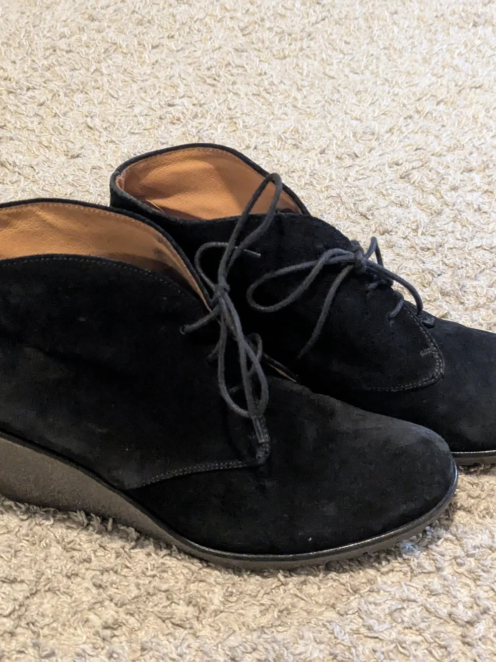 Gabor Black Suede Chukka Ankle Boots Wedge Heel Lace Up Desert Booties Women9.5